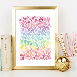 Rainbow Hearts Print 8x10"