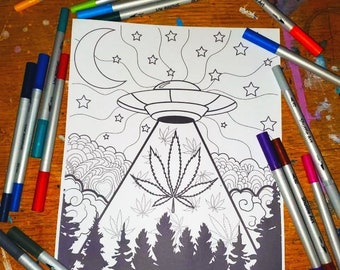 Weed Coloring Page | Etsy