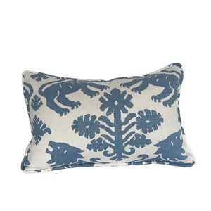 Schumacher Regalia - Blue 13&quot;x20&quot; welted pillow (double-sided)