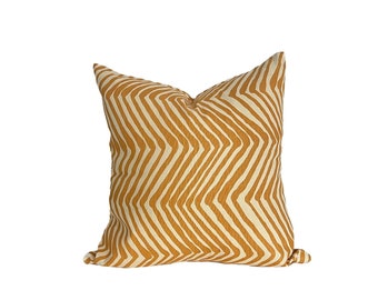 Quadrille Zig Zag - Gold on tint 18" square Pillow (double-sided)
