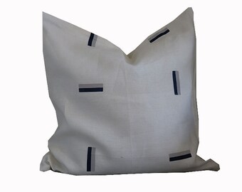 22" x 22" Schumacher Icehouse  Prussian and Grey Pillow (double sided)