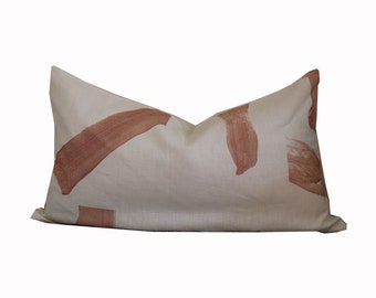 14" x 24" Schumacher Caroline Z Hurley Sepiessa Coral Pillow (double sided)