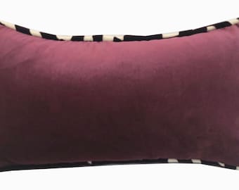 10&quot; x 22&quot; Solid Byzantine Velvet with contrast welt in Schumacher Imperial Trellis (double sided)