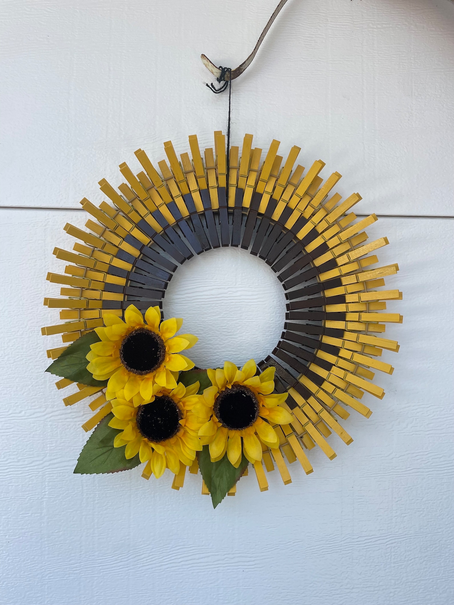 16 Sunflower Clothespin Wreath Etsy