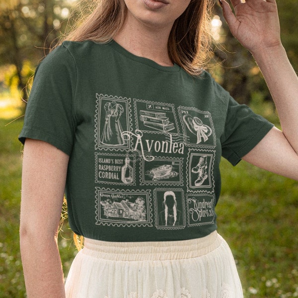 Anne of Green Gables Literary Stamp Collection Tee Tshirt * Cottagecore Anne with an E Greetings from Avonlea Book Fandom Merch Bookish Gift