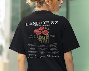 Land of Oz Fictional National Park Retro Tee Shirt Tshirt * Wizard Dorothy Lion Scarecrow Tin Man Poppy Subtle Aesthetic Bookish Merch Gift
