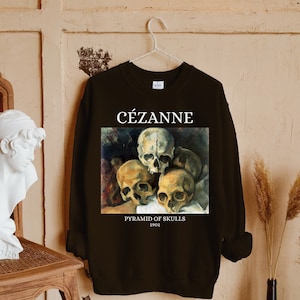 Cezanne Pyramid of Skulls Dark Academia Aesthetic Witchy Dark Cottagecore Dead Poets Society Sweatshirt Goth Gothic Indie