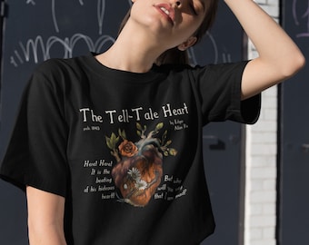 Edgar Allan Poe The Tell-Tale Heart Quote T-shirt * Dark Academia Goth Witchy Goblincore-tröja * Poet Bokinspirerad presentidé * Raven Grunge-tröja