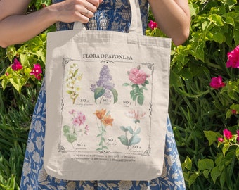 Anne of Green Gables Avonlea literaire bloemenkaart markt draagtas wilde bloem botanische taal van bloemen Cottagecore leesgrage minnaar cadeau