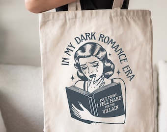 Bolsa de lona literária da era do romance sombrio "Vilão Amante" * De inimigos a amantes, moralmente ambíguo, anfitriã de clube do livro picante, produtos para leitores de conteúdo adulto