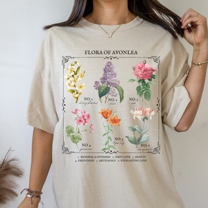 Anne of Green Gables Avonlea literaire bloemengrafiek tee shirt tshirt wilde bloem botanische taal van bloemen Cottagecore leesgrage minnaar cadeau