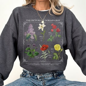 Foto van Dorian Gray Literaire Bloemenkaart * Kruidenkunde Bloemen Sweatshirt Leeszuchtige Boekenwurm Cadeau Oscar Wilde Dichter Literatuur Donkere Academia