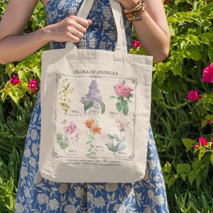 Anne of Green Gables Avonlea literaire bloemenkaart markt Tote Bag wilde bloem botanische taal van bloemen Cottagecore leesgrage minnaar cadeau