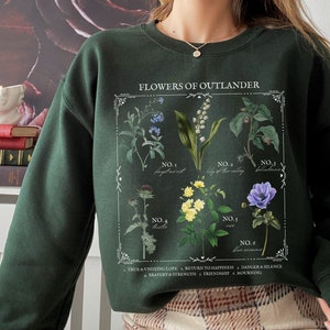 Leesgrage bloemengrafiek crewneck * Outlander Claire Jamie Fraser Sassenach Taal van bloemen Kruidenkunde Bloemen sweatshirt Cadeau Donkere Academia