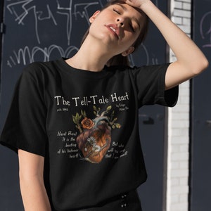 Edgar Allan Poe The Tell-Tale Heart Quote Tee * Dark Academia Goth Witchy Goblincore Shirt * Poet Bookish Gift Ideas * Raven Grunge Tshirt