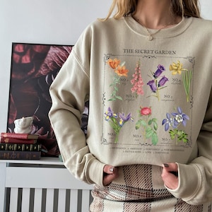 De geheime tuin bloemengrafiek Sweatshirt * Frances Hodgson Burnett * Taal van bloemen Cottagecore Bookish Book Lover Literatuur Cadeau