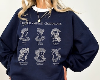 Göttinen Göttinnen Klassisches Literatur Sweatshirt * Athena Aphrodite demeter artemis * Illias muses Schicksale * dunkel Licht Academia