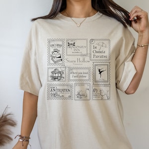 Coleção de selos ocos de estrelas camiseta camiseta * Luke's Diner Dragonfly Inn em Omnia Paratus Cartão postal Amante de livros Fandom Merch Bookish Gift