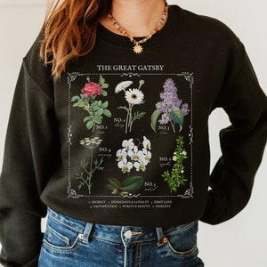 Fitzgerald The Great Gatsby bloemenkaart sweatshirt * Cottagecore Literatuur Bookish Boek Fandom Merch Dark Academia Gift * Daisy Buchanan