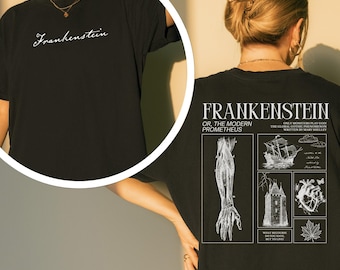 Frankenstein Comfort Colors Tee Insects Maple Leaf Horror Gothic Monster Movie Lover Bookish Merch Dark Academia Romance Mary Shelley