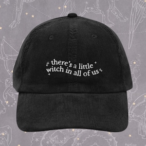 Chapéu de veludo cotelê bordado, mágico prático, há uma bruxinha em todos nós, presente de Halloween para amantes do filme Witchy Coven, irmãs Owens