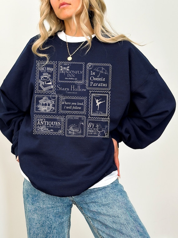 Stars Hollow Stamp Collection Sweatshirt Luke's Diner Dragonfly