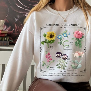 Kleine vrouwen literaire bloemenkaart Sweatshirt * March Sisters Orchard House Wilde bloem Botanische taal van bloemen Cottagecore Academia
