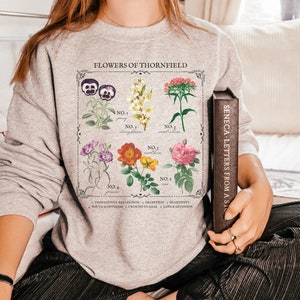 Jane Eyre Flower Chart Herbology Floral Crewneck Sweatshirt * Leeszuchtige Boekenwurm Cadeau * Charlotte Bronte Dichter Literatuur Shirt * Donkere Academia