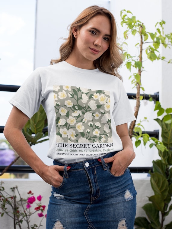 The Secret Garden Flower Market Show Tee Shirt Tshirt Dark Cottagecore  Light Academia Fairycore Goblincore Botanical Flower Print 