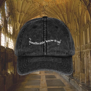 Insufferable know it all embroidered dad hat * turn to page 394 wizard school marauders dark academia ATYD bookish grad gift ideas