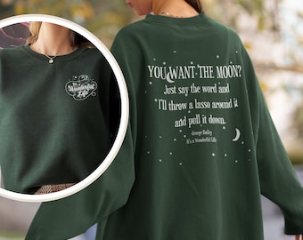 Sudadera navideña clásica "Qué bello es vivir" * Cita de George Bailey "Quieres el lazo de la luna" * Fiesta navideña en Bedford Falls