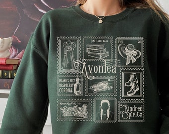 Anne of Green Gables-sweater literaire postzegelverzameling * Cottagecore Anne met een E Greetings from Avonlea Book Fandom Merch Bookish Gift