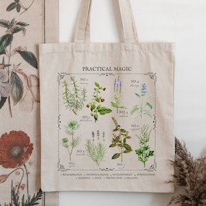Praktische Magische Bloem Kruidenkaart Botanische Wilde Bloem Draagtas * Owens Sisters Apotheker * Zout Lavendel Rozemarijn * Middernacht Margaritas