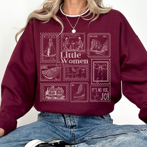 Sweat-shirt Collection de timbres littéraires Petites femmes * Cottagecore March Sisters Meg Jo Beth Amy Greetings Orchard House Fandom Merch Bookish
