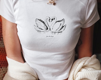 Vintage Coquette Balletcore y2k cotton baby tee * Swan Lake Black Swan Pas De Deux Bachelorette Cinnamon Soft Girl Ballet Dance Lover Gift