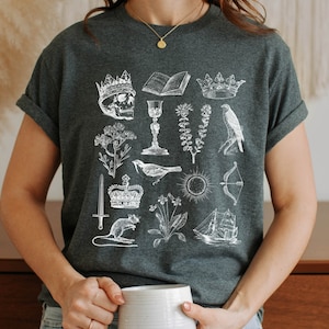 Shakespeare Hamlet Ophelia Icons Chart Herbology Tee Shirt Tshirt * Bookish Bookworm Gift * Poet Literature * Dark Academia Cottagecore