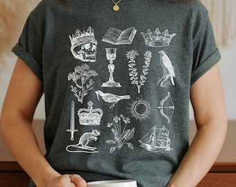 Shakespeare Hamlet Ophelia Icons Chart Herbology Tee Shirt Tshirt * Bookish Bookworm Gift * Poet Literature * Dark Academia Cottagecore