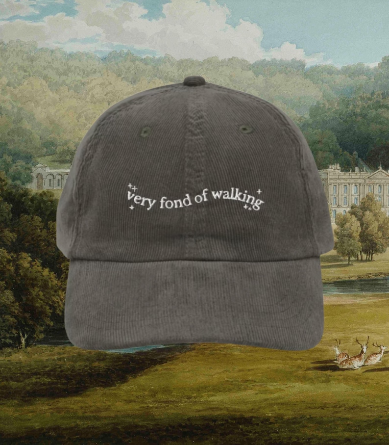 Stolz & Vorurteil Gerne zu Fuß Vintage bestickter Cord Dad-Hut * pemberley mr darcy * Literatur Bücherwurm Geschenk Jane Austen Merch Bild 3