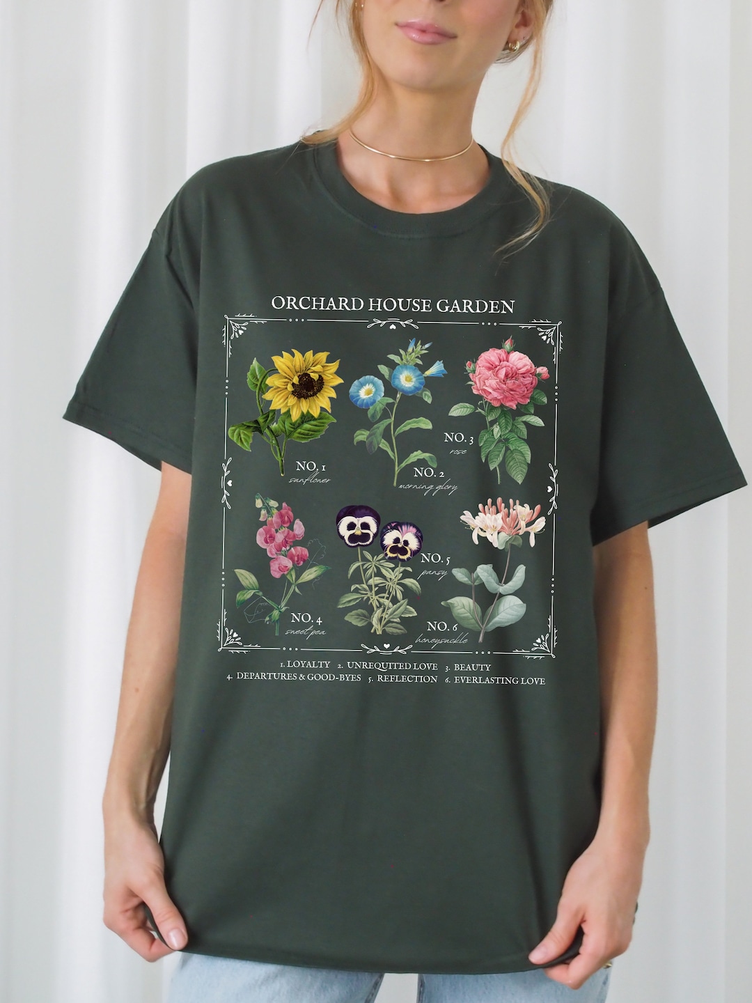 Little Women March Sisters Flower Chart Tee Tshirt * Orchard House