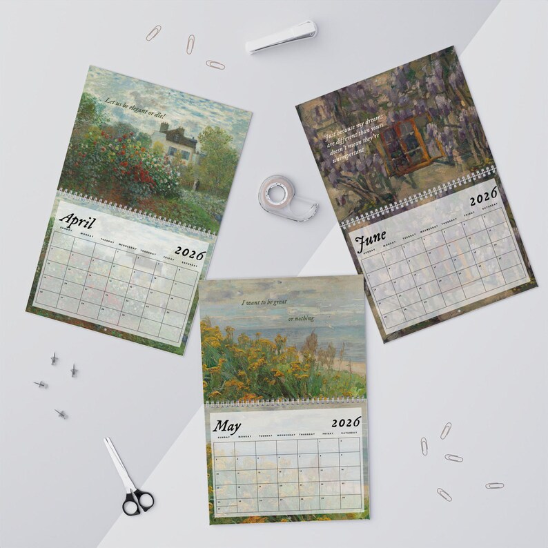 Little Women 2026 Wall Calendar * Vintage Cottagecore Literary Book Lover Gift Home Office Decor March Sisters It's no use Jo Meg Beth Amy image 4