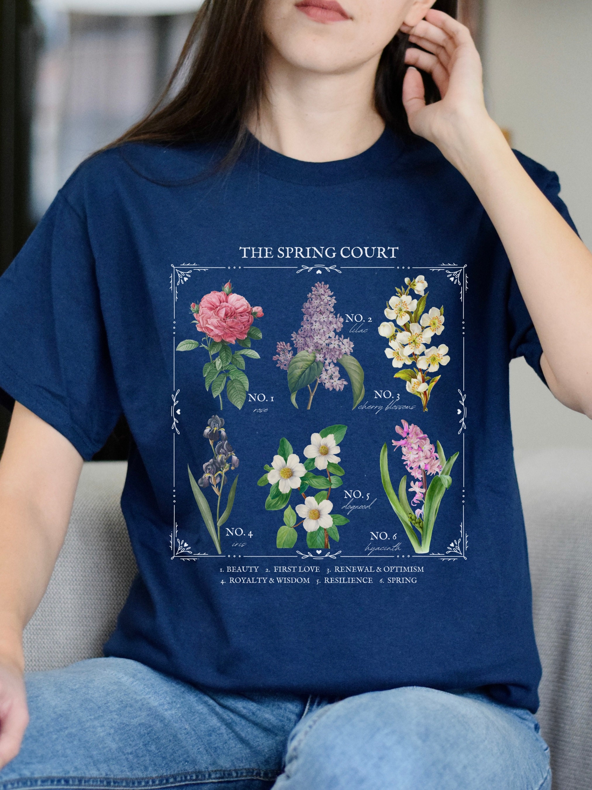 ACOTAR ACOMAF Spring Court Flower Chart * SJM Merch Tee Shirt