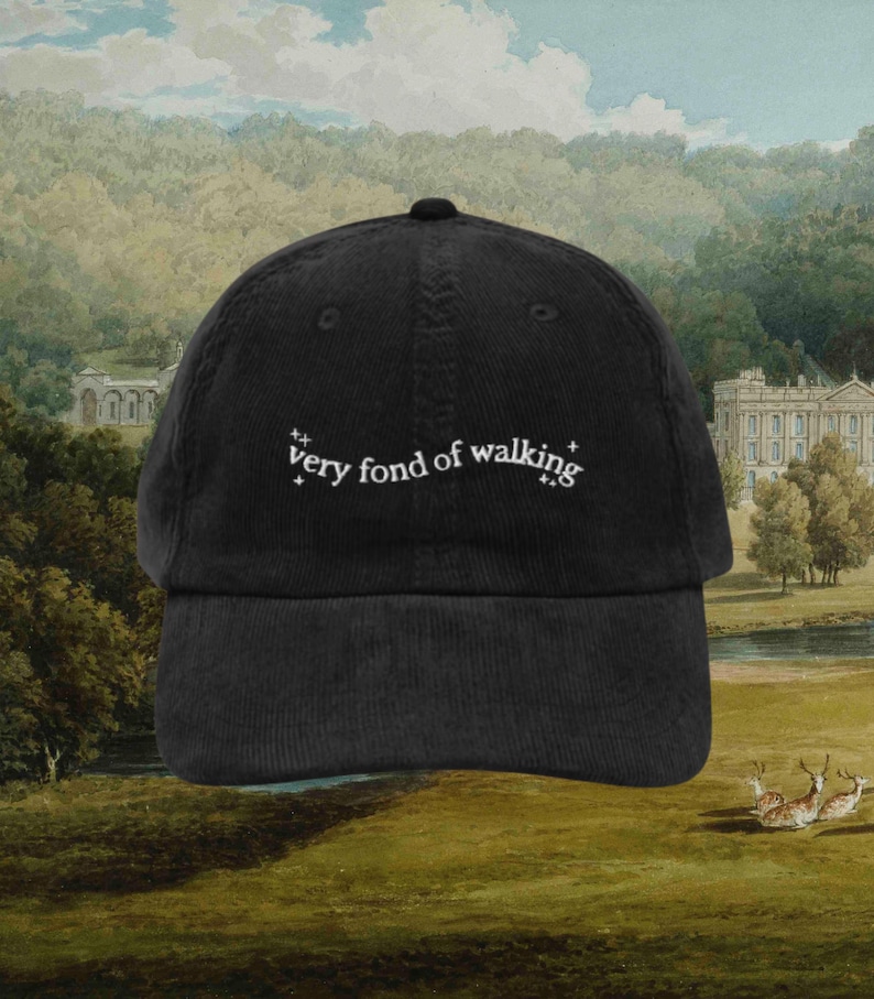 Stolz & Vorurteil Gerne zu Fuß Vintage bestickter Cord Dad-Hut * pemberley mr darcy * Literatur Bücherwurm Geschenk Jane Austen Merch Bild 4