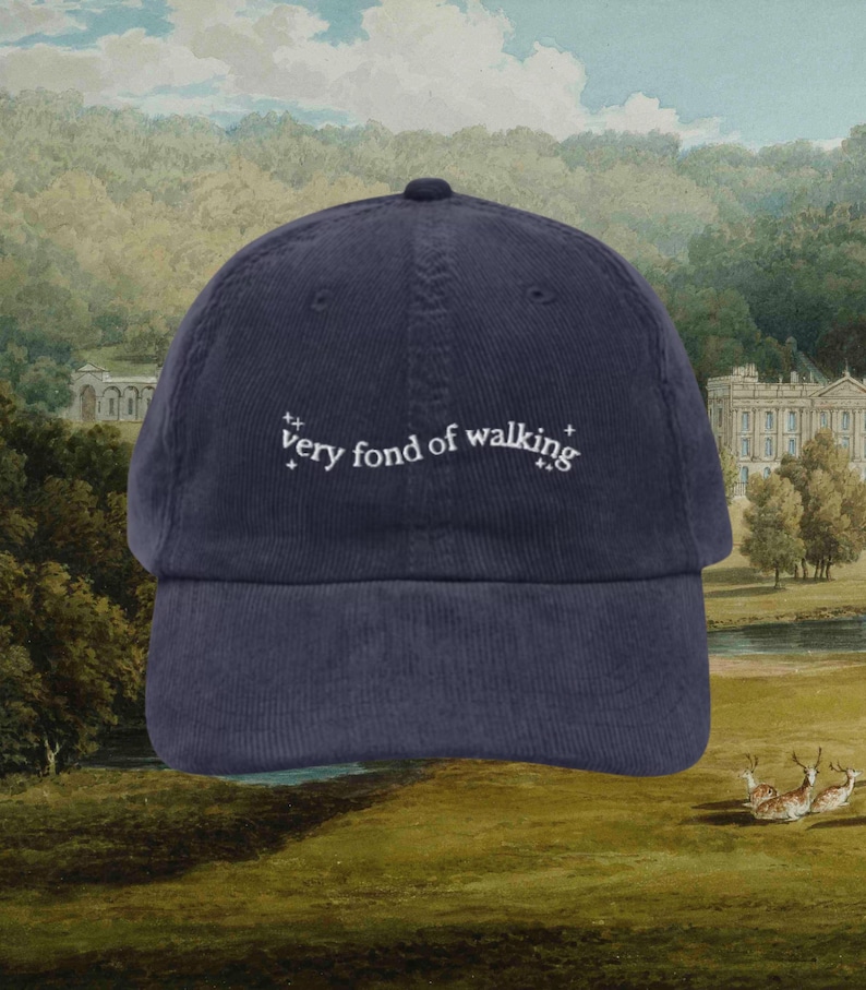 Stolz & Vorurteil Gerne zu Fuß Vintage bestickter Cord Dad-Hut * pemberley mr darcy * Literatur Bücherwurm Geschenk Jane Austen Merch Bild 2