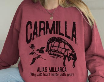 Carmilla vampire Comfort Colors Sweatshirt Monster Lover Classic Horror Movie Dark Gothic Sapphic Romance Subtle Bookish Merch Valentine