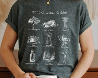 Anne of Green Gables Icon Chart Tee Shirt Tshirt * Cottagecore Anne with an E * LM Montgomery * Book Fandom Merch Bookish Gift Book Lover