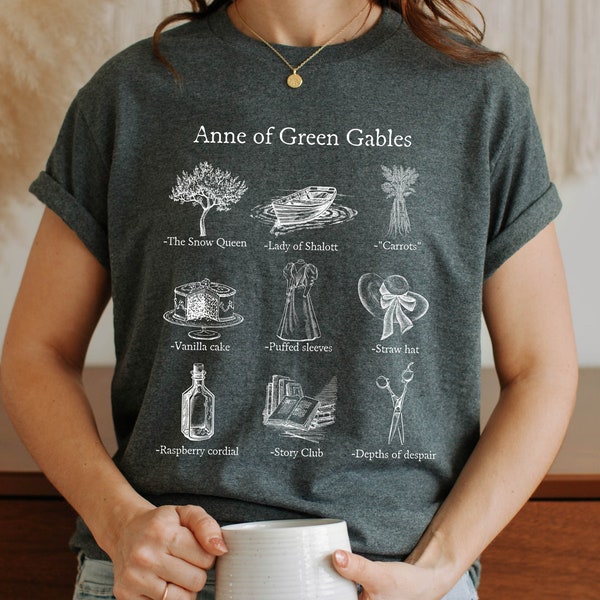 Anne of Green Gables Icon Chart Tee Shirt Tshirt * Cottagecore Anne with an E * LM Montgomery * Book Fandom Merch Bookish Gift Book Lover