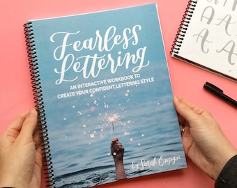 NEW! Fearless Lettering Workbook, Learn hand lettering, brush lettering workbook, learn calligraphy, find your lettering style