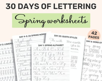 Spring Lettering Challenge: Brush Lettering Practice Sheets (Digital Download)