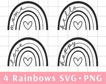Rainbow svg, mama svg, love svg, happy svg, hello svg, mother's day svg files for cricut