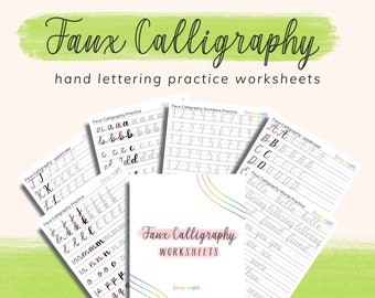 Cahier d'exercices de fausse calligraphie : feuilles d'exercices pour le lettrage à la main (téléchargement numérique)